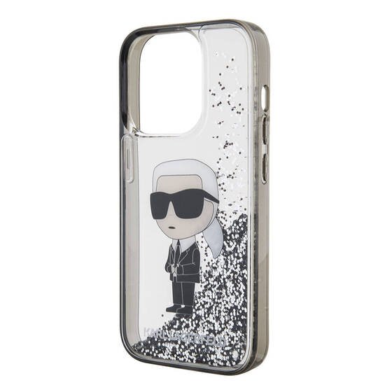 Apple iPhone 15 Pro Max Kılıf Karl Lagerfeld İkonik Sıvılı Glitter Orjinal Lisanslı Kapak