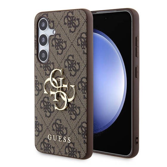 Galaxy S24 Plus Kılıf Guess Orjinal Lisanslı PU Deri Yazı ve 4G Metal Logolu Desenli Kapak