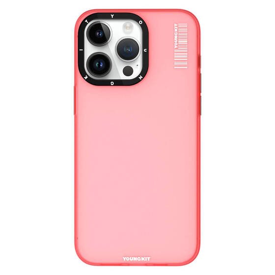 iPhone 15 Pro Kılıf Buzlu Mat Tasarım Youngkit Hidden Sand Serisi Kapak Pembe