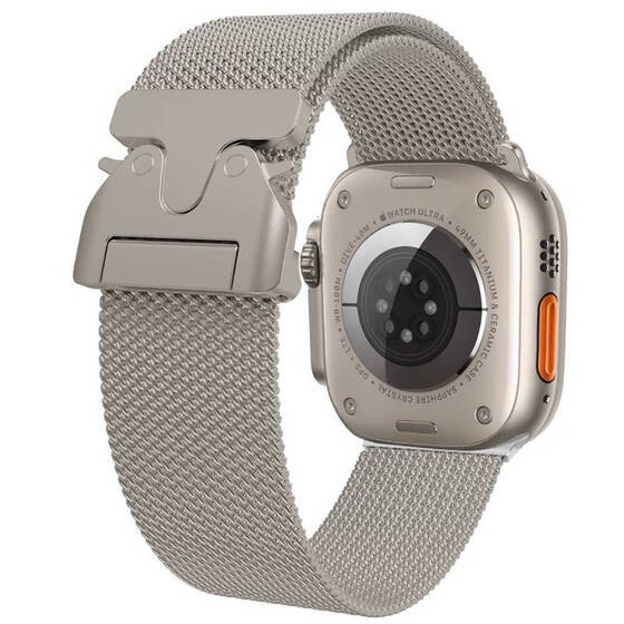 Apple Watch 44mm Zore KRD-25 Metal Hasır Kordon