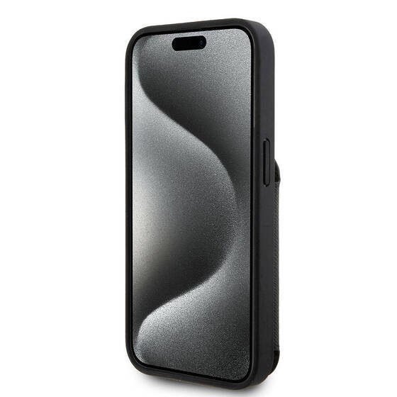 Apple iPhone 15 Pro Max Kılıf Karl Lagerfeld Standlı Kartlıklı Saffiano K&C Metal Logo Orjinal Lisanslı Kapak