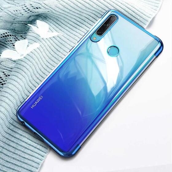 Huawei P40 Lite E Köşeleri Renkli Kamera Korumalı Şeffaf Kılıf