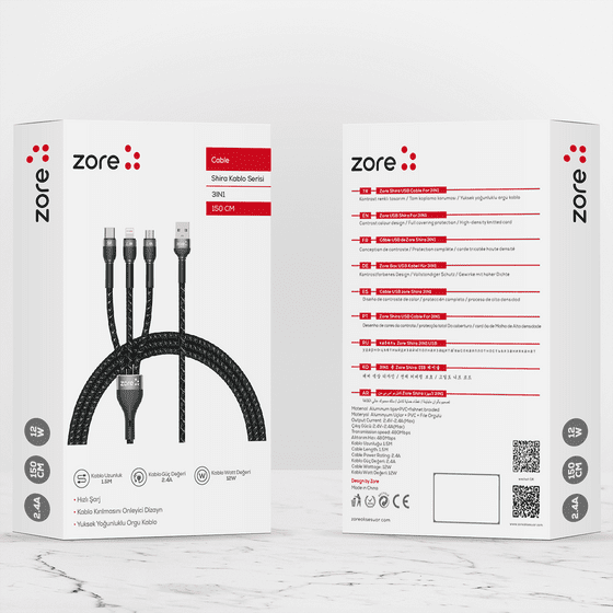 Shira Serisi 3 in 1 USB Kablo 150cm