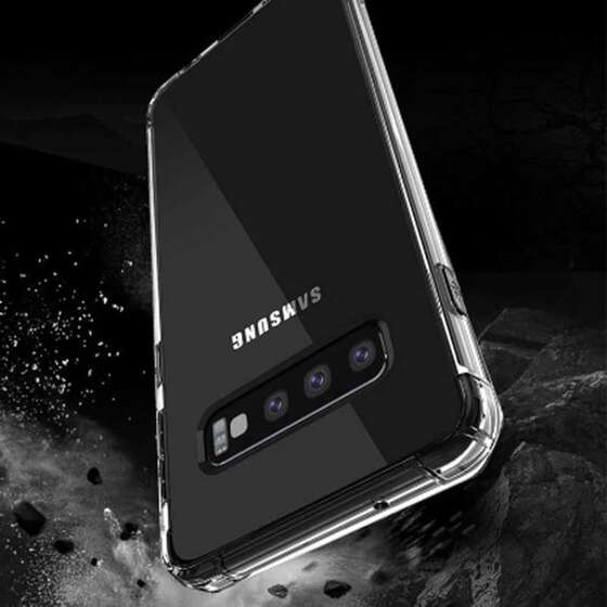 Galaxy S10 Plus Köşeleri Airbagli Anti Shock Tamamen Şeffaf Kılıf