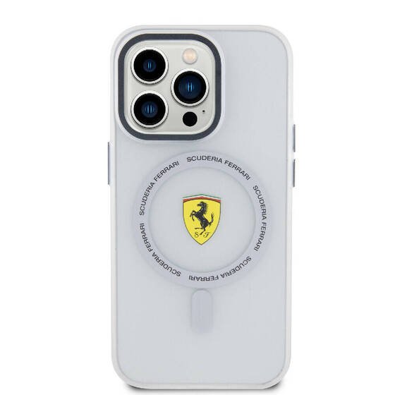 iPhone 15 Pro Uyumlu Kılıf Ferrari Orjinal Lisanslı Magsafe Özellikli Kontrast Bumper SF Ring Siyah