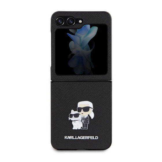 Galaxy Z Flip 5 Kılıf Karl Lagerfeld Orjinal Lisanslı K&C Metal Logolu Saffiano Kapak