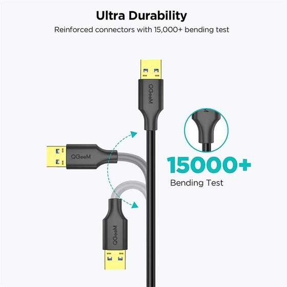 Qgeem QG-CVQ21 USB 3.0 Uzatma Kablosu 91 cm 5 Gbps USB-A Male to Female / Erkek ve Dişi USB