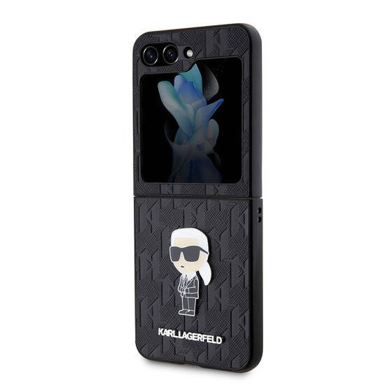 Galaxy Z Flip 5 Kılıf Karl Lagerfeld Orjinal Lisanslı KL Desenli Karl İkonik Saffiano Kapak