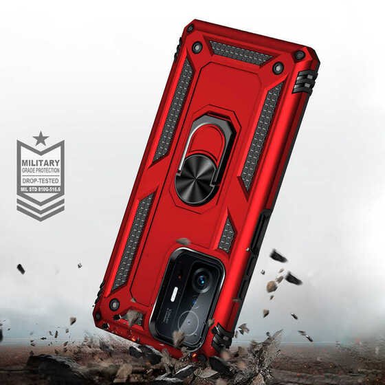 Xiaomi Mi 11T 5G Kılıf Yüzüklü Standlı Manyetikli Armor Zırh