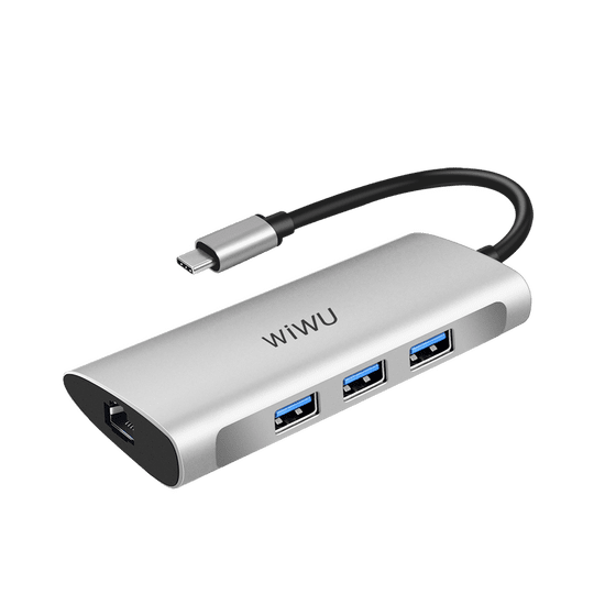 Wiwu Alpha 631STR 6 in 1 Type-C Hub RJ45 Ethernet + USB 3.0 + SD Çoğaltıcı Adaptör