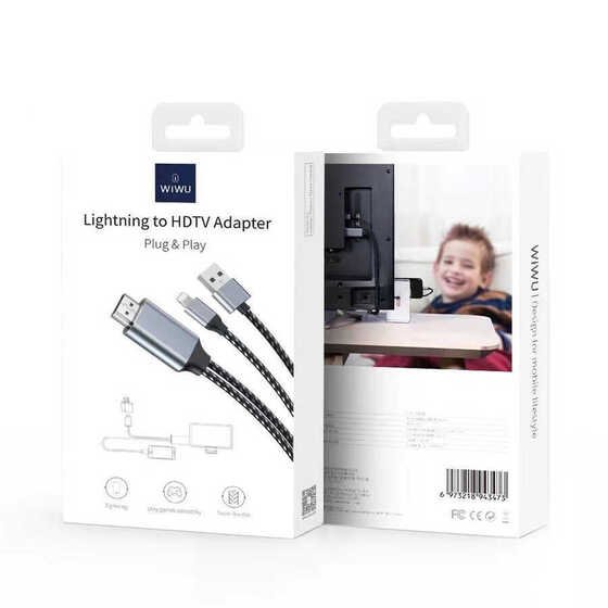 Wiwu X7L Lightning to HDMI Kablo 1080p Full HD Görüntü Aktarım Kablosu 2 metre