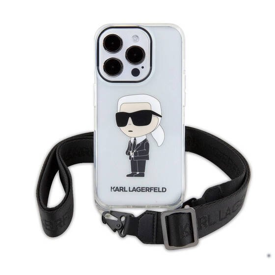 Apple iPhone 15 Pro Kılıf Karl Lagerfeld Orjinal Lisanslı Boyun Askılı Karl İkonik Crossbody Kapak