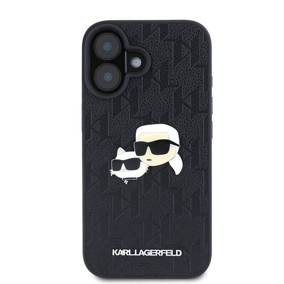 Apple iPhone 16 Kılıf Karl Lagerfeld Orjinal Lisanslı K&C Heads Monogram Pin Kapak