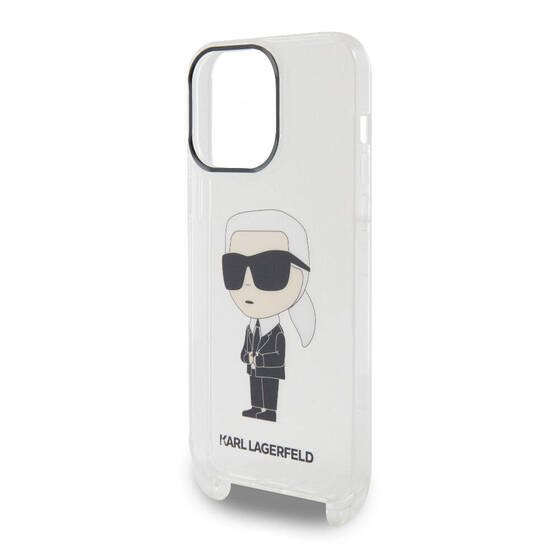 Apple iPhone 15 Pro Max Kılıf Karl Lagerfeld Orjinal Lisanslı Boyun Askılı Karl İkonik Crossbody Kapak