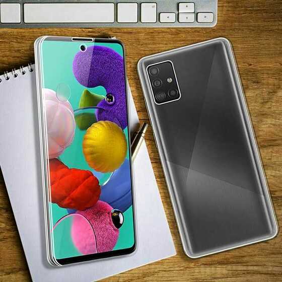 Galaxy A51 Kılıf 360 Tam Koruma Şeffaf Silikon