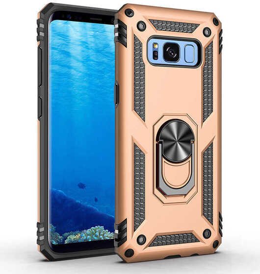 Galaxy S8 Kılıf Yüzüklü Standlı Manyetikli Armor Zırh