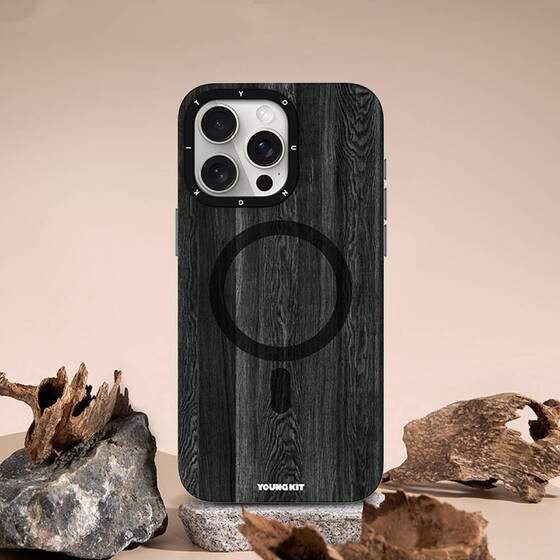 Apple iPhone 14 Pro Max Kılıf Magsafe Şarj Özellikli Sararmaya Dayanıklı Youngkit Wood Forest Serisi Kapak