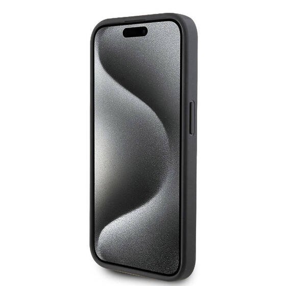 Apple iPhone 15 Pro Kılıf Karl Lagerfeld Orjinal Lisanslı Metal Logo Kartlıklı Saffiano Kapak