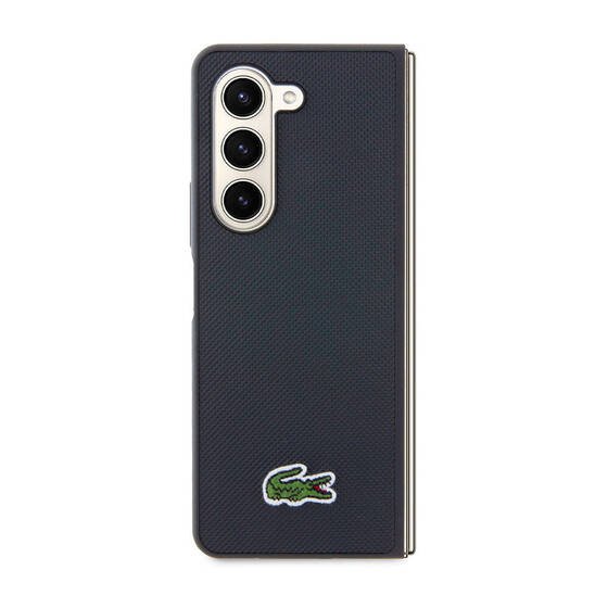 Galaxy Z Fold 5 Kılıf Lacoste Orjinal Lisanslı PU Pike Desenli Yüzey İkonik Timsah Logolu Lacivert