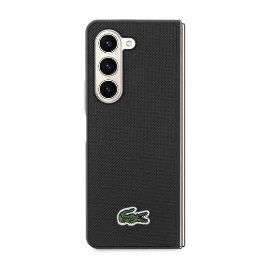 Galaxy Z Fold 5 Kılıf Lacoste Orjinal Lisanslı PU Pike Desenli Yüzey İkonik Timsah Logolu Siyah