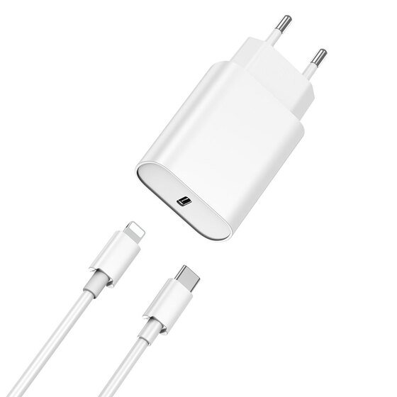 20W iPhone Şarj Seti Wiwu Wi-U001 Şarj Başlığı Adaptörü ve Type-C to Lightning PD Kablo Şarj Seti