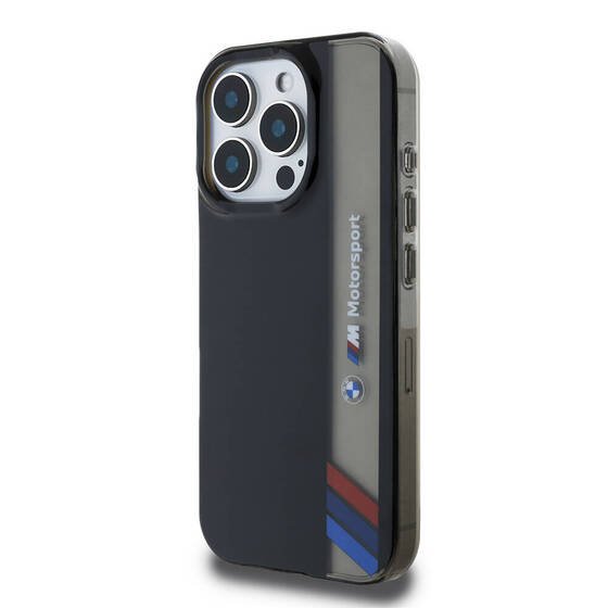 Apple iPhone 16 Pro Max Kılıf BMW Orjinal Lisanslı M Logolu Üç Renk Çizgili Motorsport Vertical Stripe Kapak