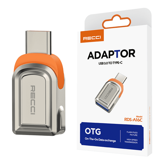 Recci RDS-A16C Ultra Hızlı Veri Aktarıcı Adaptör USB 3.0 to Type-C OTG