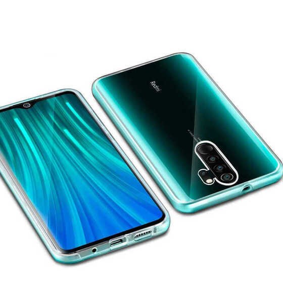 Xiaomi Redmi Note 8 Pro Kılıf 360 Tam Koruma Şeffaf Silikon