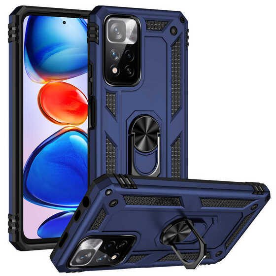 Xiaomi Redmi Note 11 Pro Kılıf Yüzüklü Standlı Manyetikli Armor Zırh