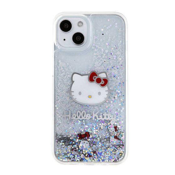 iPhone 15 Kılıf Hello Kitty Orjinal Lisanslı İkonik Sıvılı Glitter Kapak Şeffaf