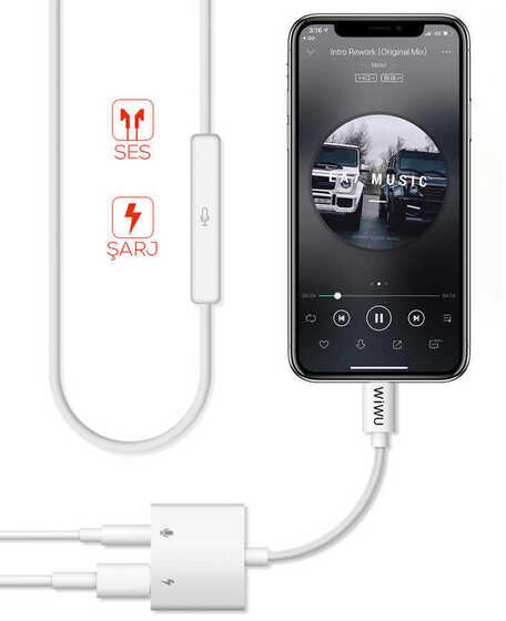 Wiwu LT01 Pro Lightning 3.5 mm Aux Kulaklık ve Şarj Dönüştürücü Ses Adaptörü