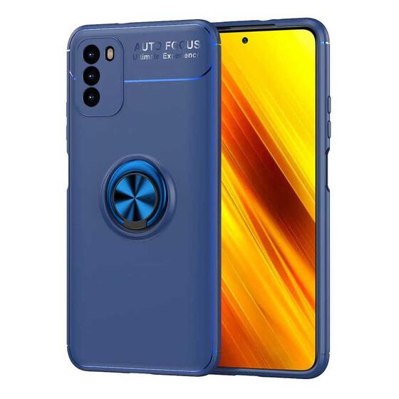 Xiaomi Redmi 9T Kılıf Yüzüklü Standlı Manyetikli Silikon Koruma