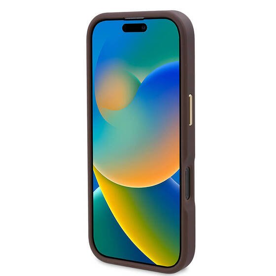 Apple iPhone 16 Pro Max Kılıf Guess Orjinal Lisanslı M-safe Şarj Özellikli 4G Desenli PU Metal Plaka Klasik Logolu Kapak