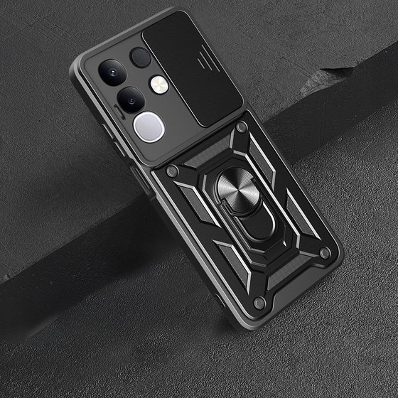 Vivo Y29 4G Kılıf Yüzüklü Standlı Manyetikli Kamera Sürgülü Armor Zırh