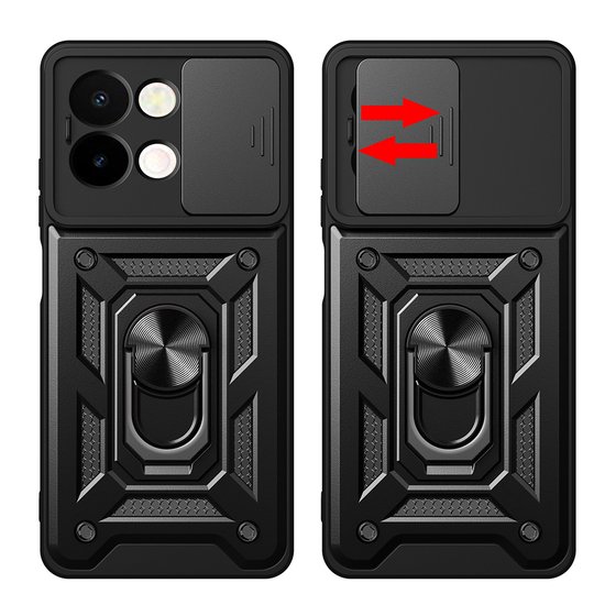 Vivo Y28 Kılıf Yüzüklü Standlı Manyetikli Kamera Sürgülü Armor Zırh