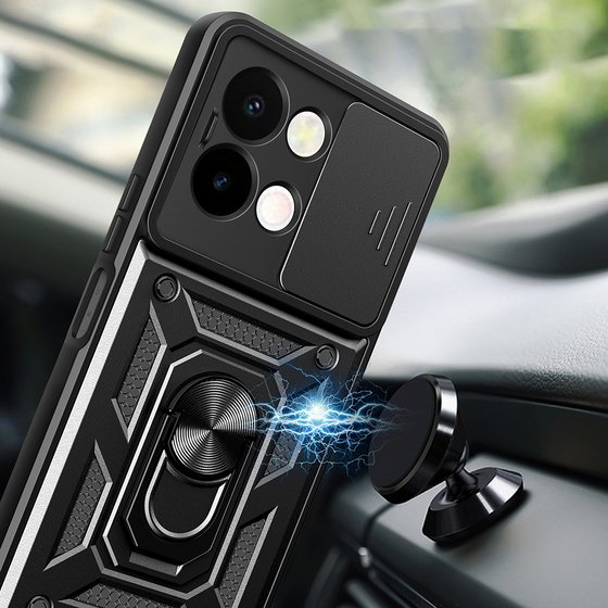 Vivo Y28 Kılıf Yüzüklü Standlı Manyetikli Kamera Sürgülü Armor Zırh
