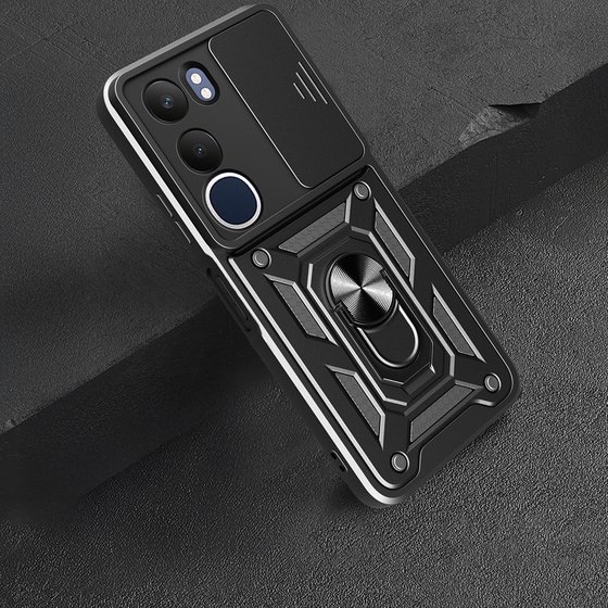 Vivo Y19S Kılıf Yüzüklü Standlı Manyetikli Kamera Sürgülü Armor Zırh