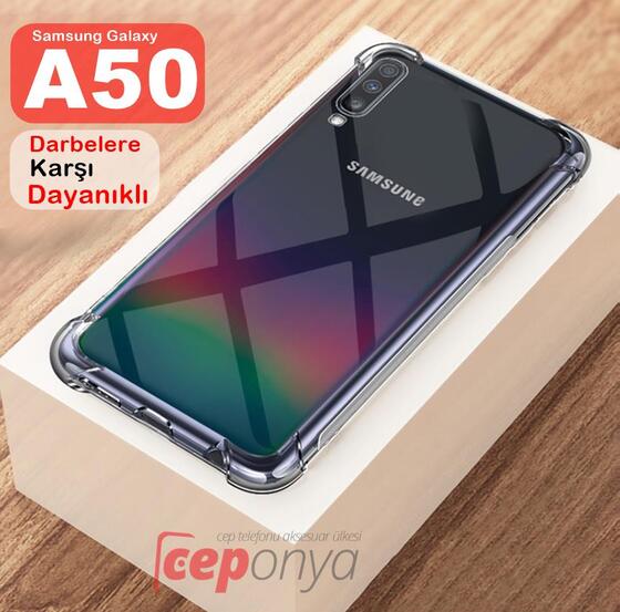 Samsung Galaxy A50 Kaliteli Darbelere Dayanıklı Şeffaf Kılıf