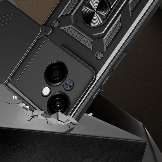 Tecno Spark Go 1 2025 Kılıf Yüzüklü Standlı Manyetikli Kamera Sürgülü Armor Zırh