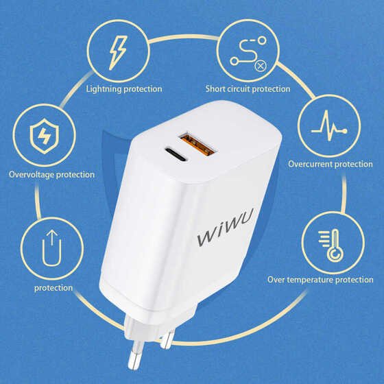 Wiwu Comet PQ303E 30W USB / PD Power Adaptör 5A Hızlı Şarj Aleti Cihazı Başlığı Qualcomm 3.0