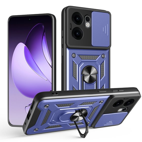 Oppo Reno 13F 5G Kılıf Yüzüklü Standlı Manyetikli Kamera Sürgülü Armor Zırh