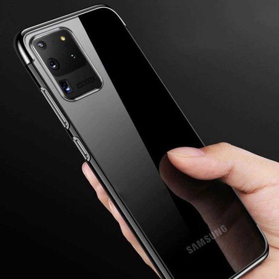 Galaxy S20 Ultra Köşeleri Renkli Kamera Korumalı Şeffaf Kılıf