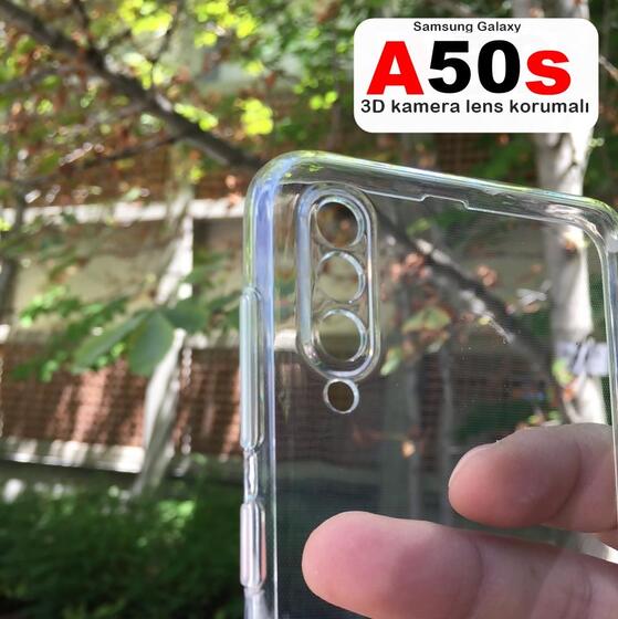 Galaxy A50S 3D Maximum Kamera Korumalı İnce Esnek Şeffaf Kılıf