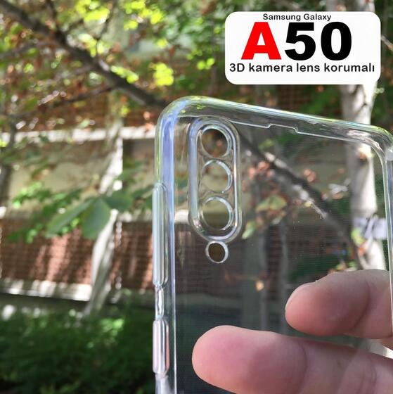 Galaxy A50 3D Maximum Kamera Korumalı İnce Esnek Şeffaf Kılıf