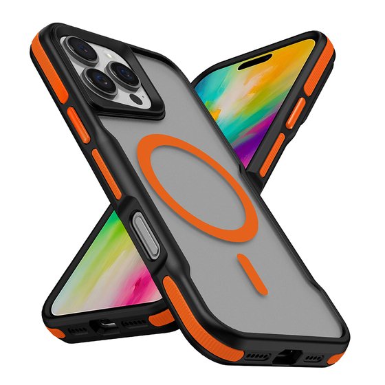iPhone 16 Pro Max Kılıf M-safe Şarj Özellikli Renkli Kenar Airbag Şeritli Lamer Kapak