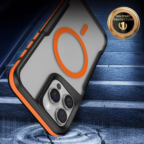 iPhone 16 Pro Max Kılıf M-safe Şarj Özellikli Renkli Kenar Airbag Şeritli Lamer Kapak