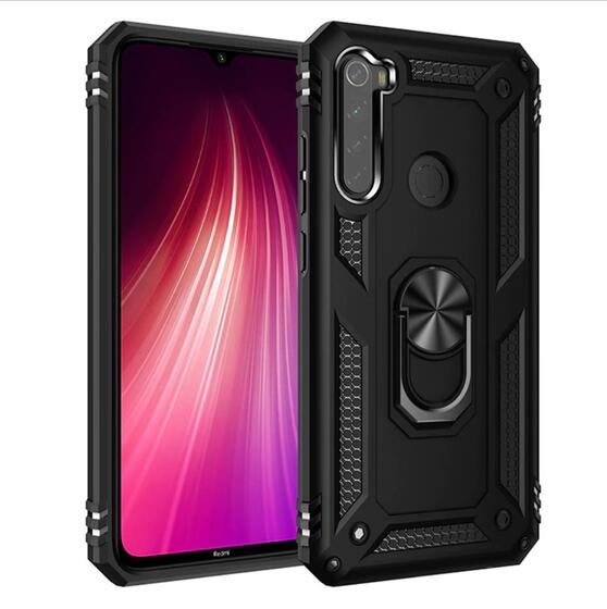 Xiaomi Redmi Note 8 Yüzüklü Standlı Manyetikli Armor Zırh Kılıf