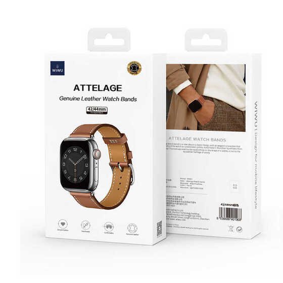 Apple Watch 40mm Wiwu Attleage Watchband Hakiki Deri Saat Kordon Kayış Bileklik