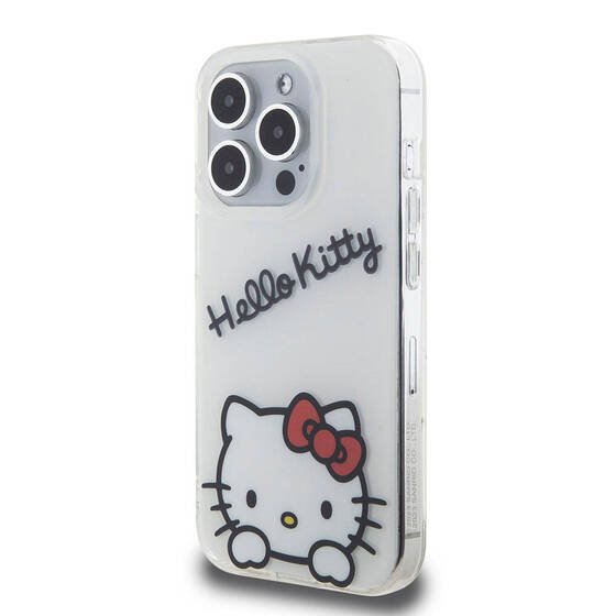 iPhone 15 Pro Kılıf Hello Kitty Orjinal Lisanslı Askılı Yazı ve İkonik Logolu Daydreaming Beyaz