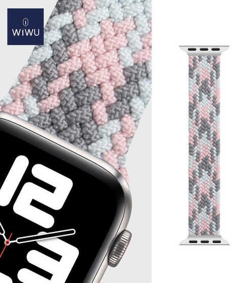 Apple Watch 42mm Wiwu Braided Solo Loop Contrast Color Large Saat Kordon Kayış Bileklik